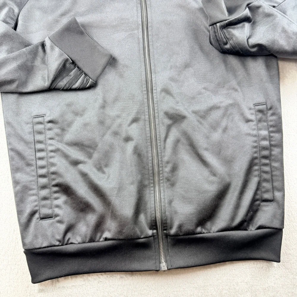 Adidas Men's Small Full Zip Track Jacket Black Camo Three Stripe Athletic